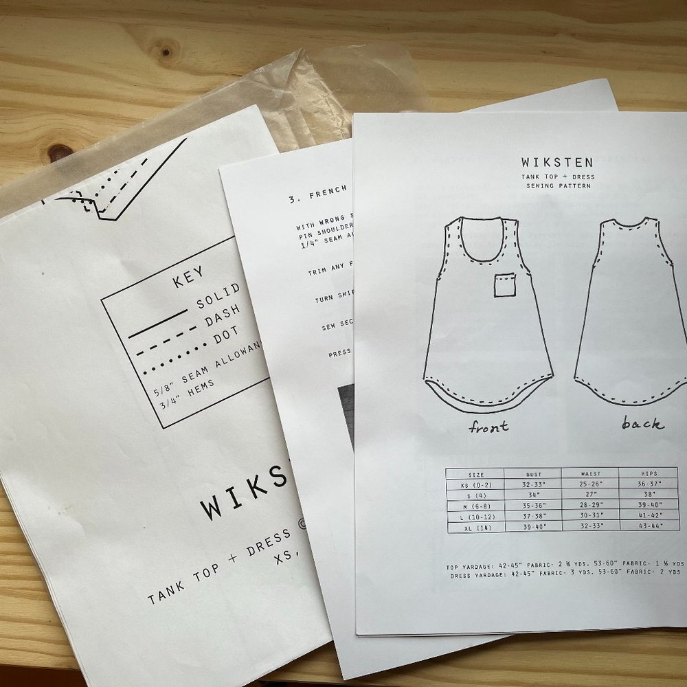 Wiksten Tank and Dress Sewing Pattern - UNCUT - XS to M